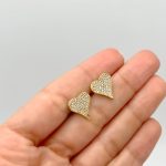 Zarcillos de corazón y Zircones Oro 18K ZCZ#21