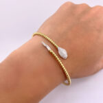 PULSERA RIGIDA SERPIENTE CON DIAMANTES 0.35CT ORO 18K