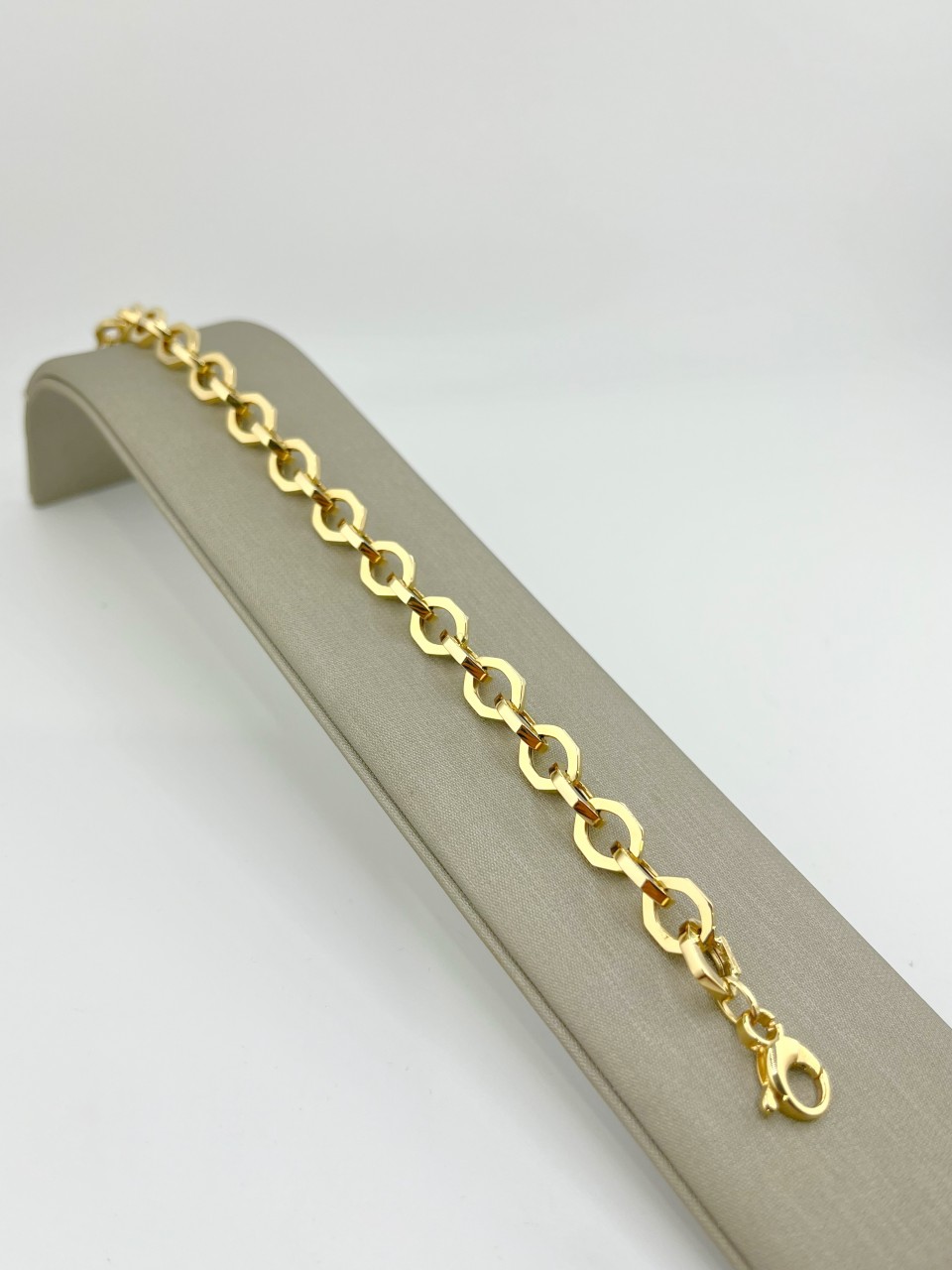 PULSERA ESLABONES GEOMETRICOS ORO ITALIANO