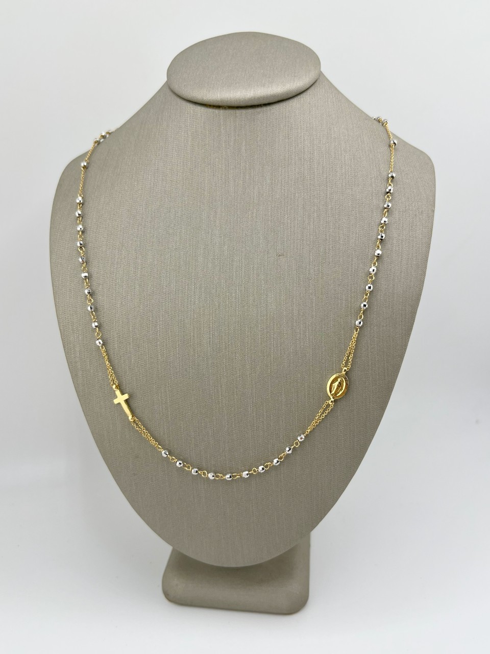 GARGANTILLA DENARIO BALINES LISOS EN DOS OROS 18K ITALIANO