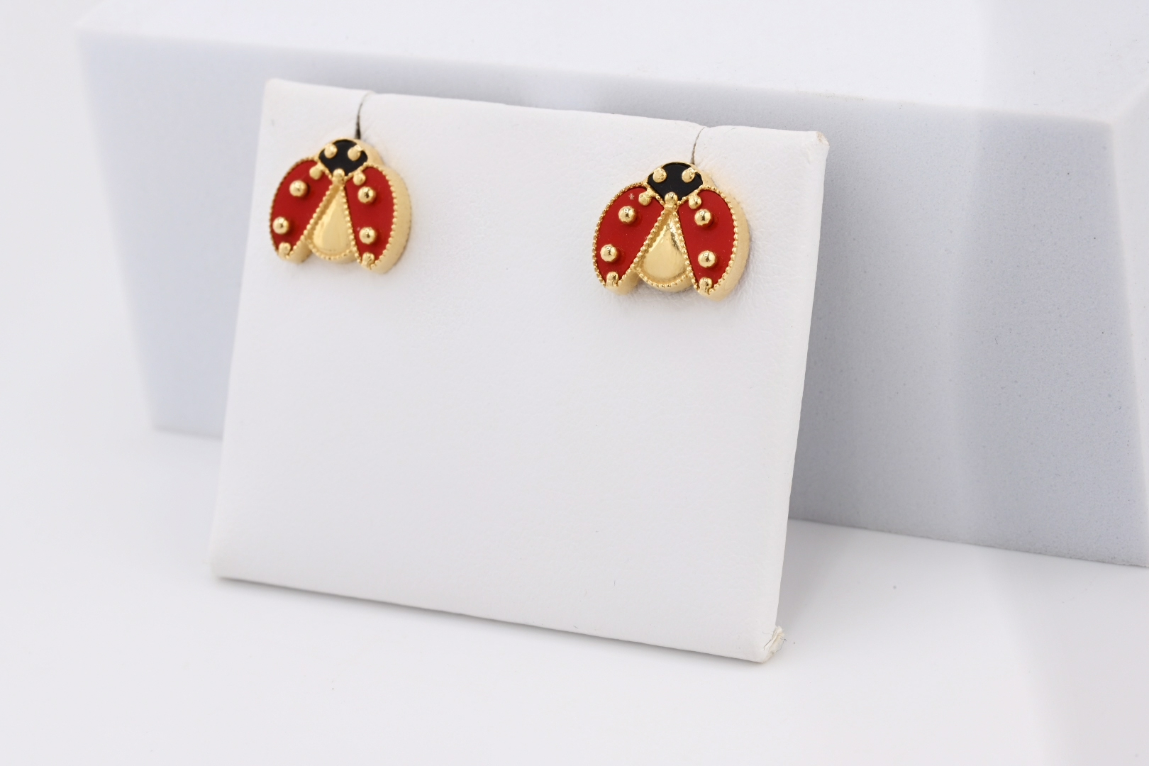 Zarcillos ladybug con esmaltado color oro 18K #36Z
